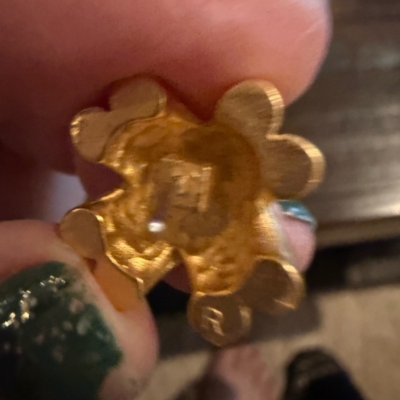 Anne Klein Vintage Brushed Gold Tone Criss Cross Pierced Earrings Signed - Picture 6 of 6